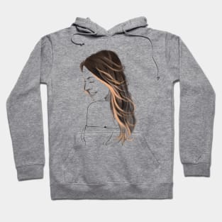 portrait of a girl with pencil Hoodie